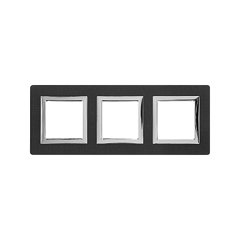 Рамка из алюминия, "Avanti", черная, 3 поста (6 мод.)