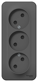 BLANCA О/У РОЗЕТКА 3-я без заземл. со шторк. ИЗОЛ.ПЛ.,16А,250В,АНТРАЦИТ