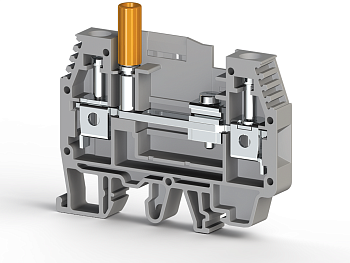 Клеммник измерительный с 2-мя тест.разъемами, 6мм.кв., (серый); WGL
