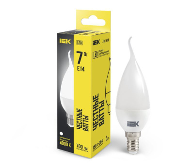 Лампа LED CB35 свеча на ветру 7Вт 230В 4000К E14 IEK