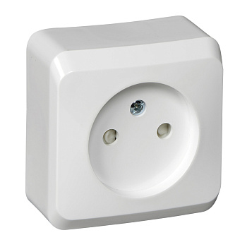 ЭТЮД О/У РОЗЕТКА без заземления со штороками 16А 250В, БЕЛЫЙ, Россия