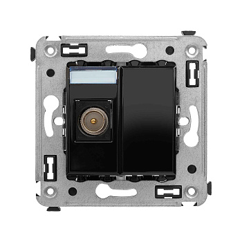 Розетка TV одиночная в стену, "Avanti", "Черный квадрат"