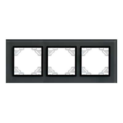 Минск Рамка 3-местная стеклянная черная EKF Basic