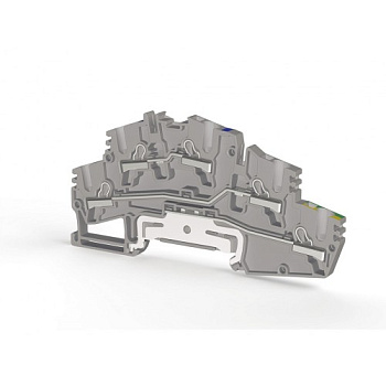 Клеммник двух ярусный пружинный быстрозажимной (Push in), 2,5 мм.кв.; PYK 2.5_M2F (Серый)