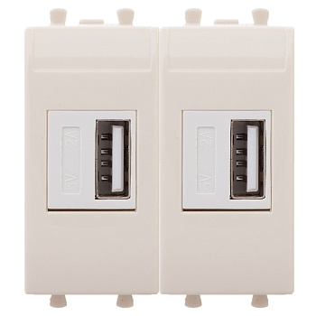 USB зарядное устройство модульное, "Avanti", "Ванильная дымка", 2 модуля USB зарядное устройство модульное, "Avanti", "Ванильная дымка", 2 модуля