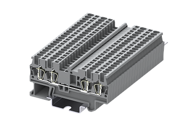 Клемма на DIN-рейку пружин. 1.5 мм2 4 конт. проходная серая