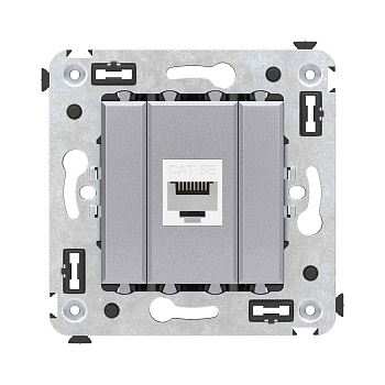 Компьютерная розетка RJ-45 без шторки в стену, кат.5е одинарная, "Avanti", "Закаленная сталь"