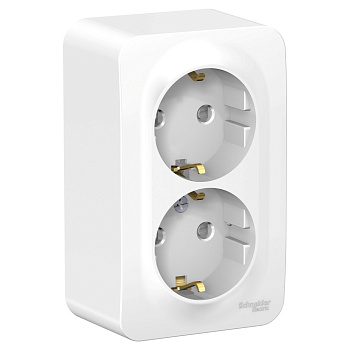 BLANCA О/У РОЗЕТКА двойная с заземл. со шт. ИЗОЛ.ПЛ.,16А, 250В, БЕЛЫЙ