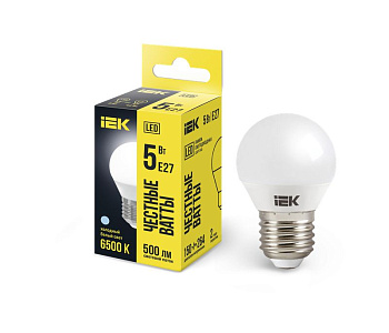 Лампа LED G45 шар 5Вт 230В 6500К E27 IEK