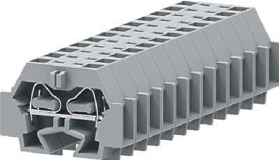 1-1 концевая проходная клемма с боковым подключением с защёлкивающимися ножками серии 242, серая