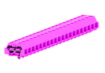2-2 проходная клемма с боковым подключением с защёлкивающимися ножками серии 241, розовая
