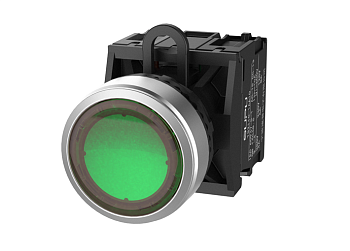 Кнопка плоская типа Серии TS2, с подсветкой, зеленая
