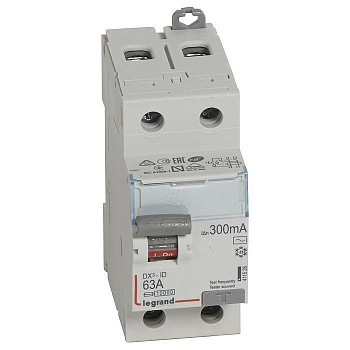 Выключатель дифференциального тока DX³-ID - 2П - 230 В~ - 63 А - тип AC - 300 мА - 2 модуля