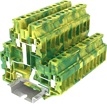 Клемма на DIN-рейку винт. 4 мм2 2 конт. двухуровн. заземляющ.