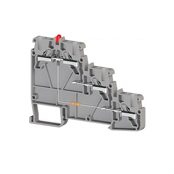 Клеммник пруж.быстрозажимной (Push in) 3-х ярусн. для датчиков, с индикатором 2,5 мм.кв., (серый); PYK 3S NPN 24VDC