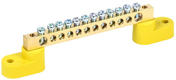 Шина PE "земля" на двух угловых изол ШНИ-6х9-12-У2-Ж IEK