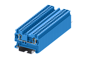 Клемма на DIN-рейку пружин. 2.5 мм2 2 конт. проход. син.