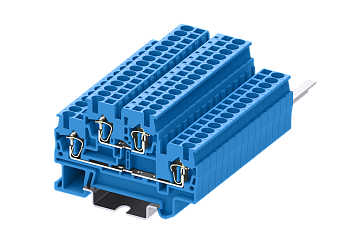 Клемма на DIN-рейку пружин. 2.5 мм2 4 конт. двухуровн. син.