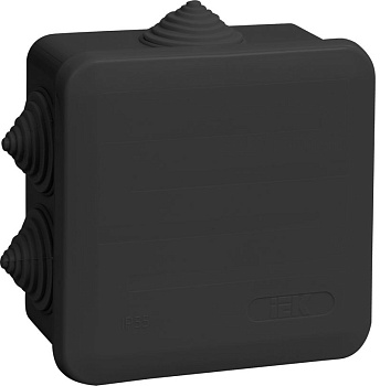 Коробка расп. КМ41255 100х100х50мм IP44 6 вв. черная IEK Коробка расп. КМ41255 100х100х50мм IP44 6 вв. черная IEK