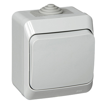 ЭТЮД IP44 О/У 1-клавишный ВЫКЛЮЧАТЕЛЬ 10 АХ, СЕРЫЙ, Россия