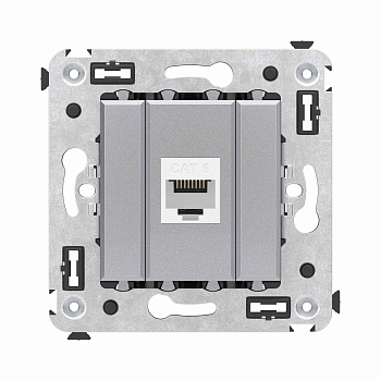 Компьютерная розетка RJ-45 без шторки в стену, кат.6 одинарная, "Avanti", "Закаленная сталь"