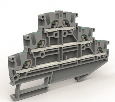 Трехуровневая клемма на 2,5 кв.мм синяя