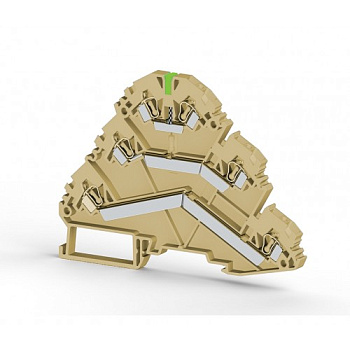 Клеммник пружинный 3-х ярусный, 2,5мм.кв., с индикацией 24 VDC, (бежевый); YBK 2,5-3F (PNP)