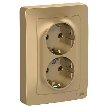 BLANCA С/У РОЗЕТКА двойная с заземлением без шторок, 16А, 250В, ТИТАН