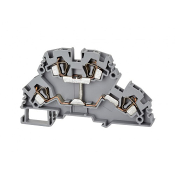 Клеммник 2-х ярусный пружинный 4мм.кв. (бежевый); YBK4-2F