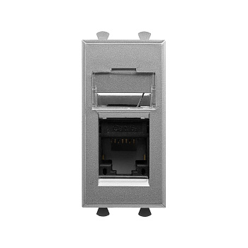 Компьютерная розетка RJ-45 модульная, кат.6А, "Avanti", "Закаленная сталь", 1 модуль