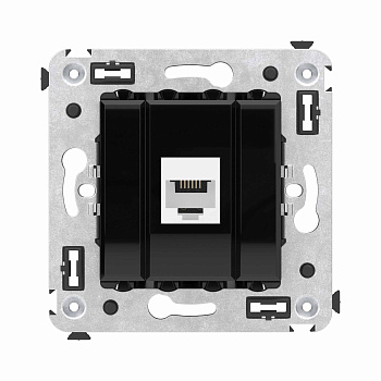 Телефонная розетка RJ-12 без шторки в стену одинарная, "Avanti", "Черный квадрат"