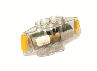 Колодка ответвительная изолированная, прозрачная, 1 полюсная, на токи до 151А, для жил сечением 16/50