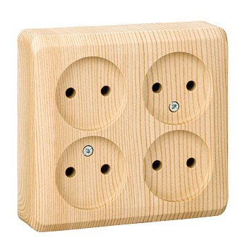 ЭТЮД О/У 4-местная РОЗЕТКА без заземления без шторок 16А 250В, СОСНА, Россия