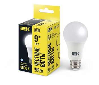 Лампа LED A60 шар 9Вт 230В 6500К E27 IEK