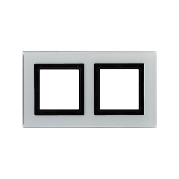 Рамка из натурального стекла, "Avanti", светло-серая, 2 поста (4 мод.)